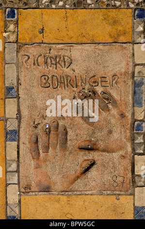 Clay handprint of French actor Richard Bohringer outside the Palais des Festivals et des Congrès, Cannes Stock Photo