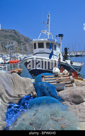 Trawler in Javea Port, Costa Blanca, Spain Stock Photo