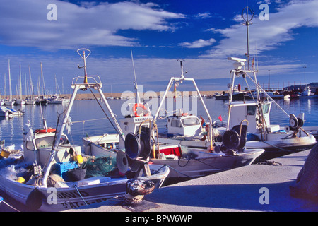 Trawler in Javea Port, Costa Blanca, Spain Stock Photo