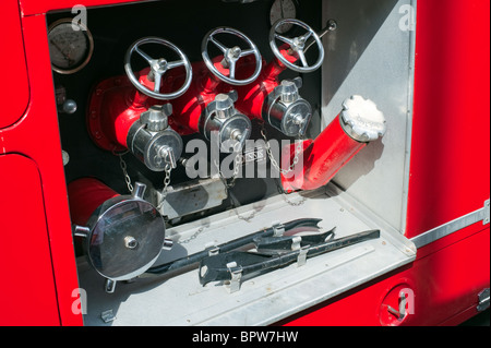 Picture of the pump control gear on a vintage Dennis fire engine Stock Photo