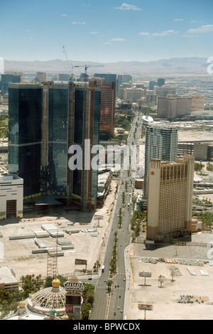 The hotels on the Strip, Las Vegas, seen from the Stratosphere restaurant, Las Vegas, Nevada USA Stock Photo