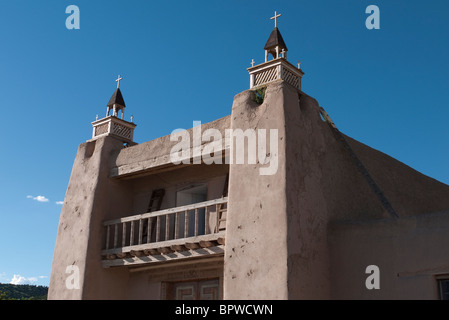 Detail of San Jose de Gracia Catholic church built by the Spanish in 1760 in the small hill village of Las Trampas, New Mexico. Stock Photo