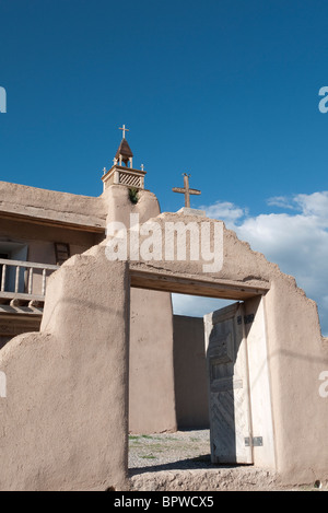 Detail of San Jose de Gracia Catholic church built by the Spanish in 1760 in the small hill village of Las Trampas, New Mexico. Stock Photo