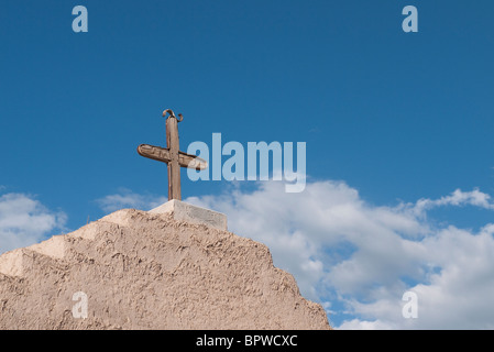 San Jose de Gracia Catholic church built by the Spanish in 1760 in the small hill village of Las Trampas, New Mexico. Stock Photo