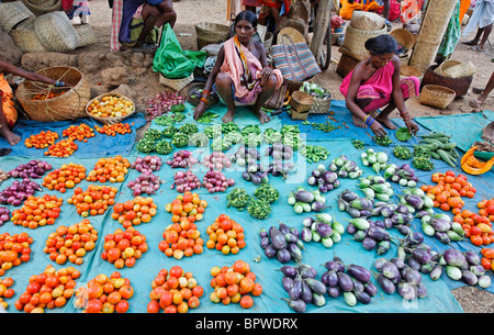 Vegetables for sale, Dhuruba tribe market, Orissa, India Stock Photo