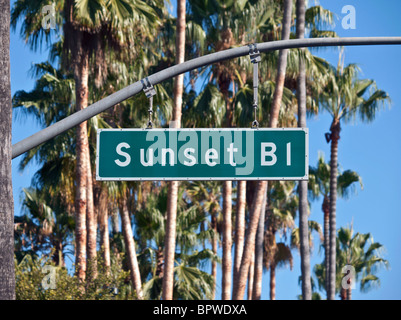 Sunset Boulevard street sign in Beverly Hills California. Stock Photo