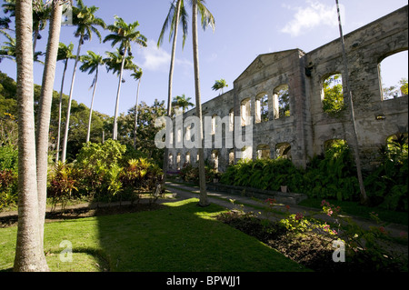 Ruins of Farley Hill Mansion in Farley Hill National Park in the Parish of Saint Peter Stock Photo