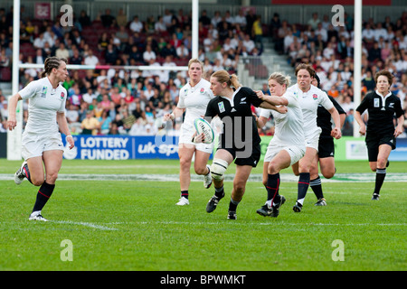 The final between England and New Zealand. England lost 13-10. The iRB organised Women's Rugby World Cup Stock Photo