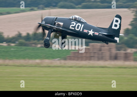 Grumman F8F Bearcat taking off from Duxford Stock Photo