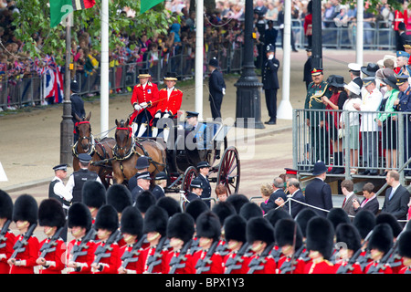 Prince William of Wales and The Duchess of Cornwall on their way from Buckingham Palace to Horse Guards Building Stock Photo