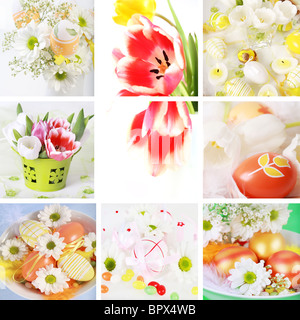 Collection of eight still live photos for Easter in fresh colors Stock Photo