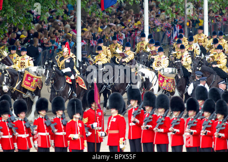 Mounted Bands of the Household Cavalry coming onto the parade ground. 'Trooping the Colour' 2010 Stock Photo