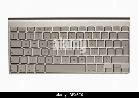 Cut-out of an iMac Apple Macintosh Bluetooth wireless compact keyboard. Stock Photo