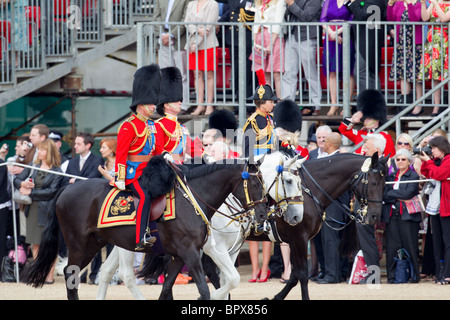 The Royal Colonels arriving at Horse Guards Parade. 'Trooping the Colour' 2010 Stock Photo