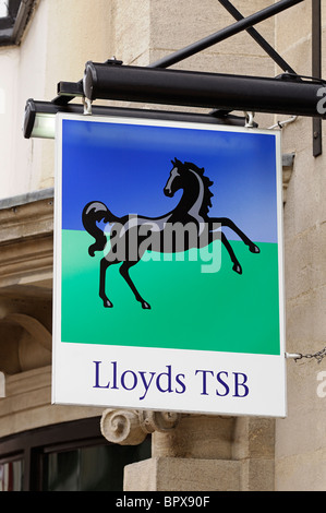 Lloyds TSB Bank Sign, UK. In use from 1995 until 2013 when the bank was split into the independent Lloyds Bank and TSB Bank. Stock Photo