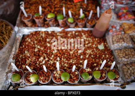 Peanuts for sale in the street in Cholula, Puebla State, Mexico, September 16, 2007. Stock Photo