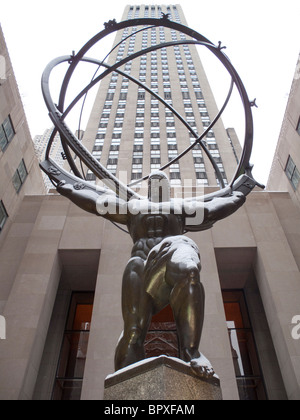 Rockefeller Center Atlas statue Stock Photo