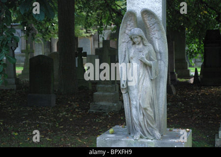 The statue of an angel in the Dean Cemetery, Edinburgh. Stock Photo