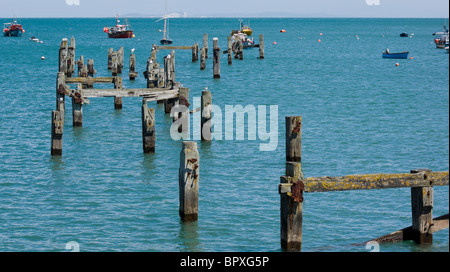 The remains of the old pier at Swanage, Dorset UK. Stock Photo