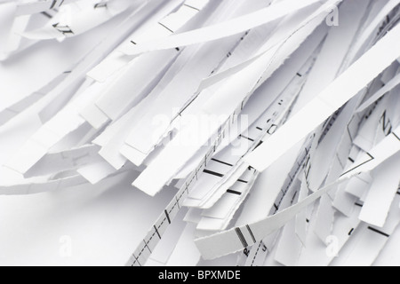 Close up of shredded waste paper strips Stock Photo