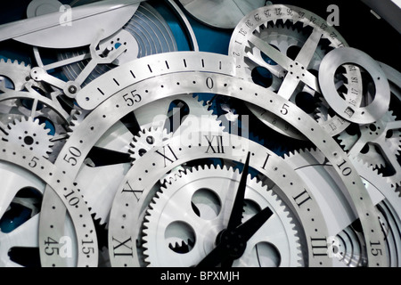 Closeup of gears from clock works. Stock Photo