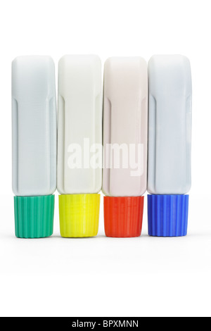 Four tubes of color paints on white background Stock Photo