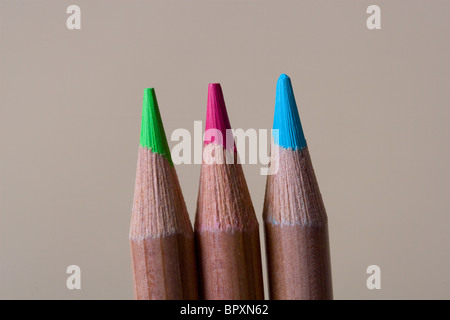 Close up of new coloured pencils Stock Photo