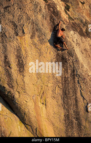 Man rock climbing in Mexico. Stock Photo