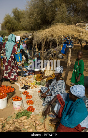 Women selling fresh produce in the market, Podor, Senegal Stock Photo