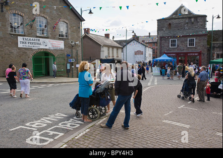 Visitors on the streets for annual The Festival of the Black Mountains in Talgarth Powys South Wales UK Stock Photo