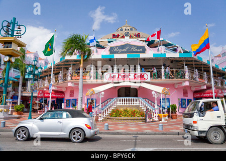 The streets with dutch architecture in Oranjestad, Aruba, Netherlands Antilles. Stock Photo