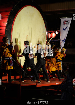 Taiko drummers, Nebuta Matsuri summer festival of giant floats, Aomori City, Aomori Prefecture, Japan Stock Photo