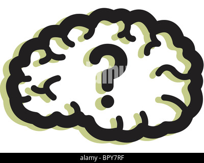 Illustration of a question mark in a brain Stock Photo