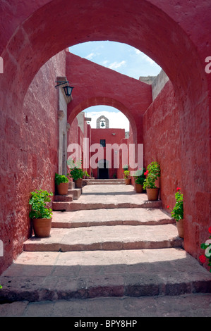 Interior courtyards and architecture of the Santa Catalina Monastery in Arequipa, Peru, South America. Stock Photo