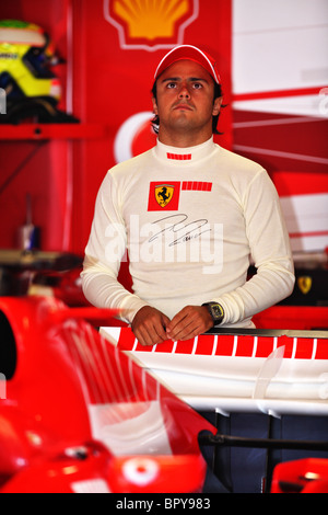 Ferrari Brazilian driver Felipe Massa arrives at the Monza racetrack ...