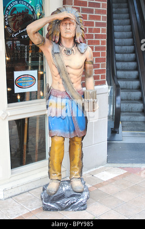 A Wooden Cigar Store Indian Outside A Tobacconist Shop Stock Photo