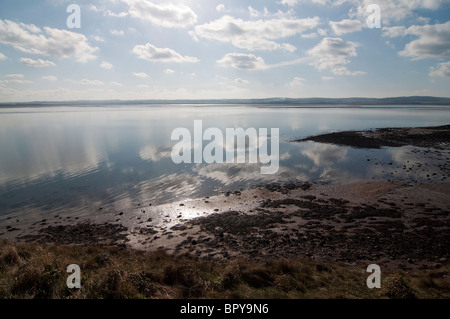 The view from Lindisfarne, Holy Island out onto the North Sea of Northumberland in England Stock Photo