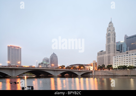 Downtown Columbus with the LeVeque Tower and AEP building in view. Stock Photo