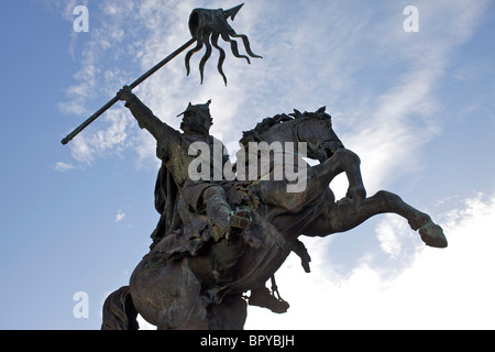 Statue of William the Conqueror in the town square in Falaise, France Stock Photo