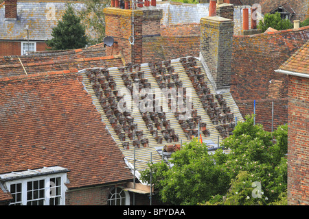 An old cottage having its roof replaced in Rye, East Sussex, England. Stock Photo