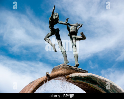 Sculpture above the Fountain in Loule Town Centre, Algarve, Portugal Stock Photo