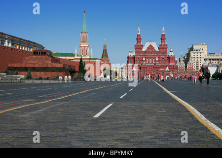 The Kremlin Lenin's Mausoleum and the State Historical Museum at the Red Square in Moscow, Russia Stock Photo