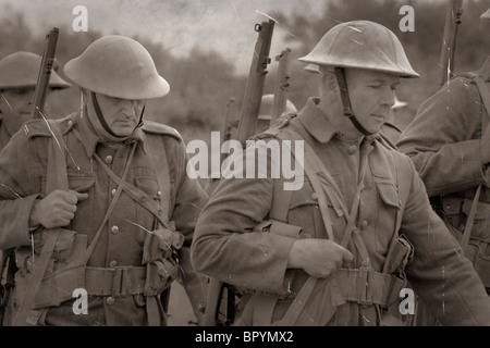 British Infantry In France Marching To The Trenches Somme Stock Photo ...