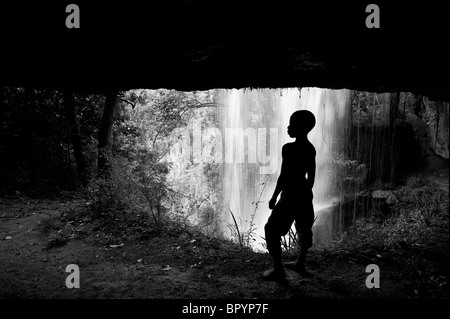 Manchewe waterfall, Livingstonia, Malawi Stock Photo