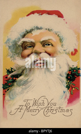 Vintage Christmas postcard of Santa Claus Stock Photo