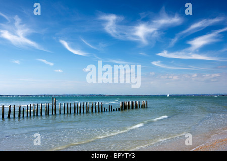 Sea defences at East Head Stock Photo