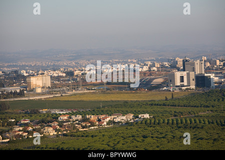 Aerial photograph of the agriculture fields of the Sharon Stock Photo