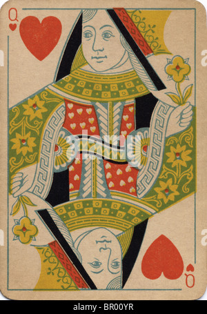 Queen of Hearts vintage playing card Stock Photo