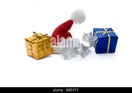 Santa hat and gifts Stock Photo