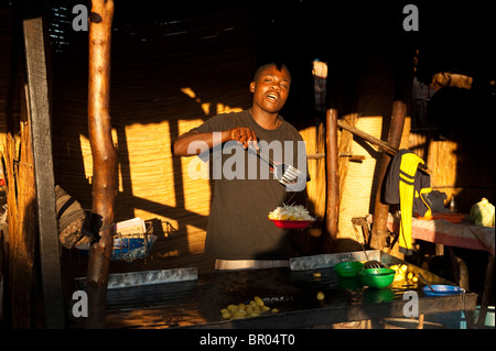 Chips store in the market, Nkhotakota, Malawi Stock Photo